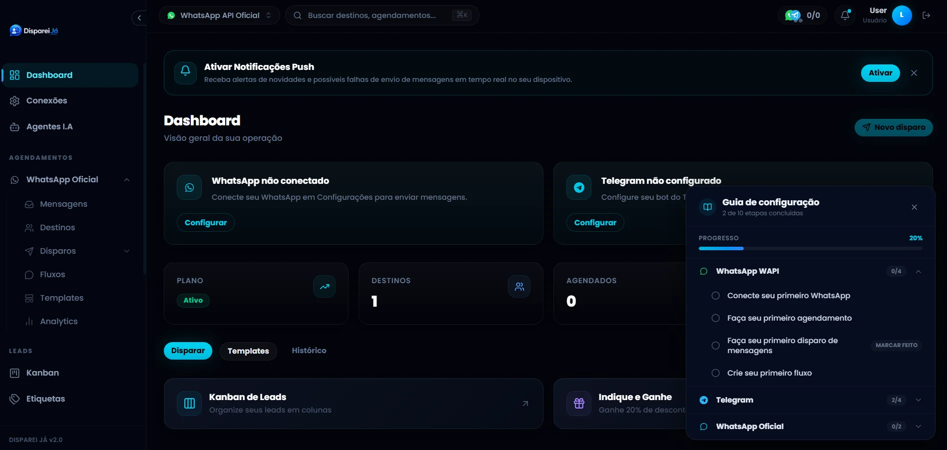 Disparei Já Dashboard Preview